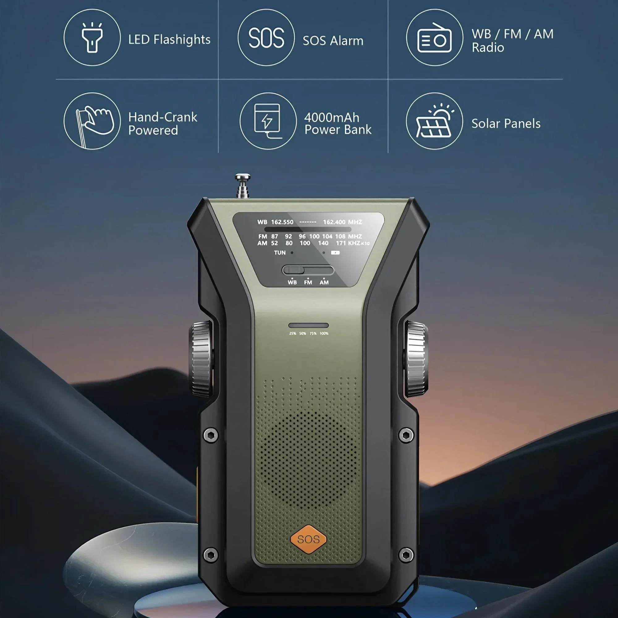 4000mAh SOS Alarm Emergency We - Solar Emergency Charger ulasan dan harga