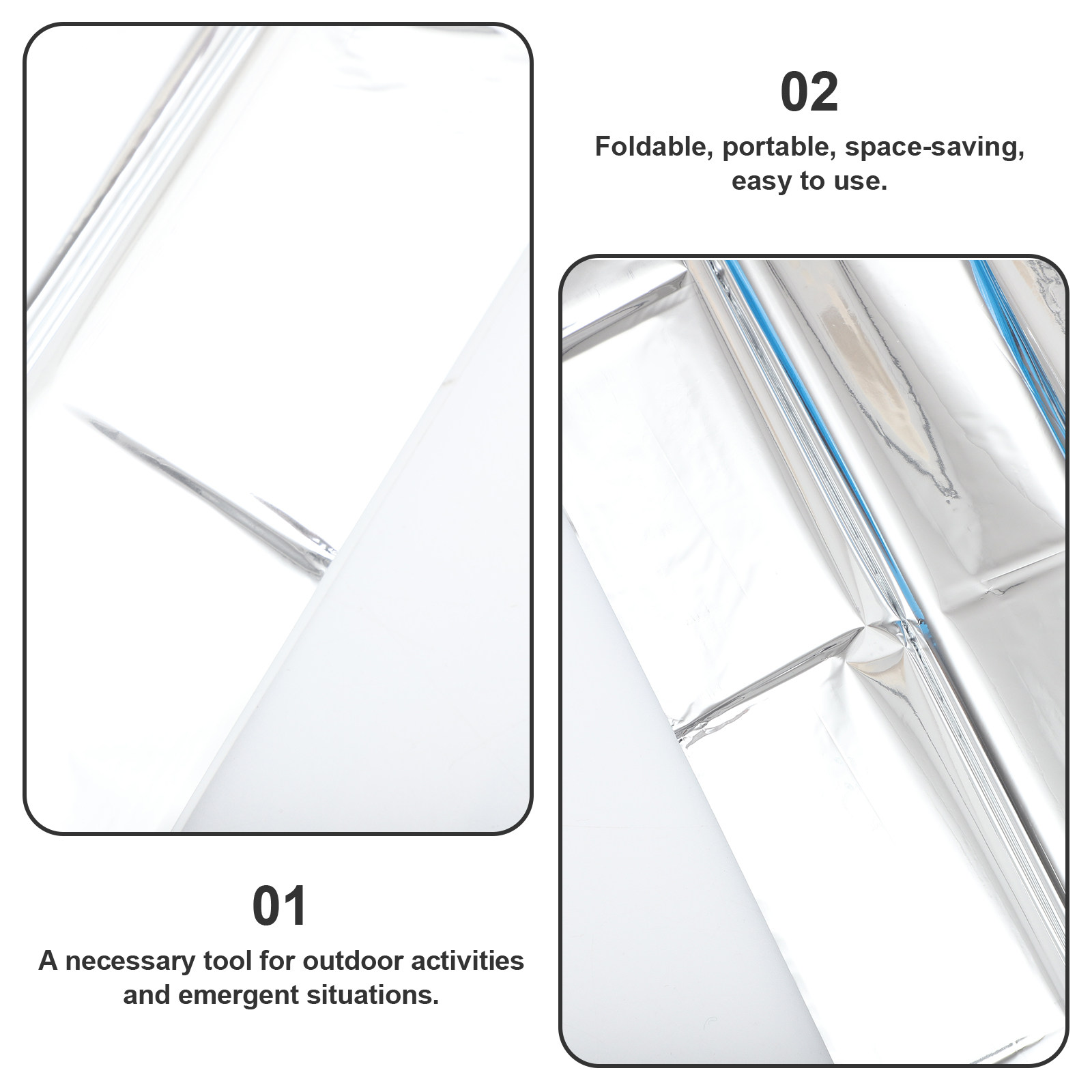 2Pcs 210x130cm Foldable Portab - Survival Blanket Reflective ulasan dan harga