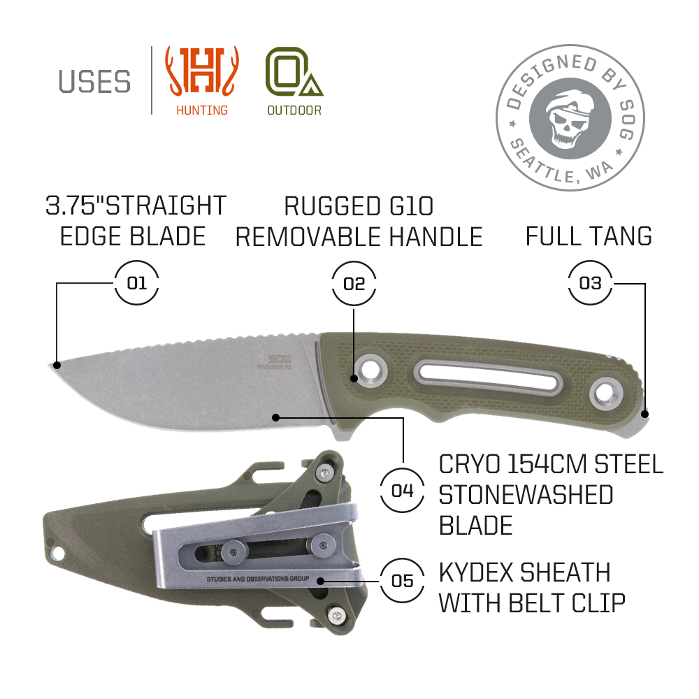 SOG Provider FX Fixed Blade Kn - Bushcraft Knife Fixed ulasan dan harga