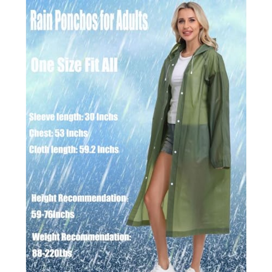2-Pack Reusable Rain Ponchos f - Emergency Poncho Rain ulasan dan harga